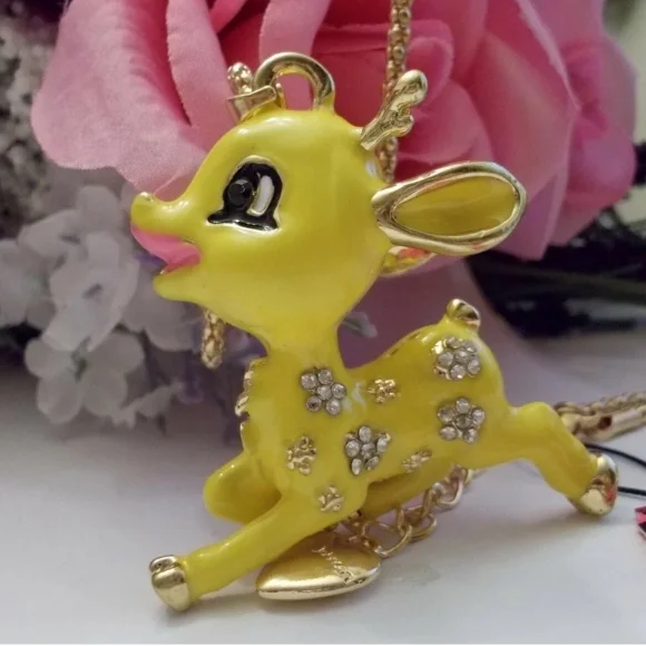 Betsey Johnson Yellow Deer Necklace for Kids - Picture 2 of 3